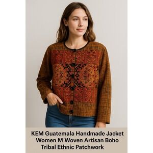 KEM Jacket Womens M Embroidered Artisan Boho Tribal Ethnic Festival Indie Artsy